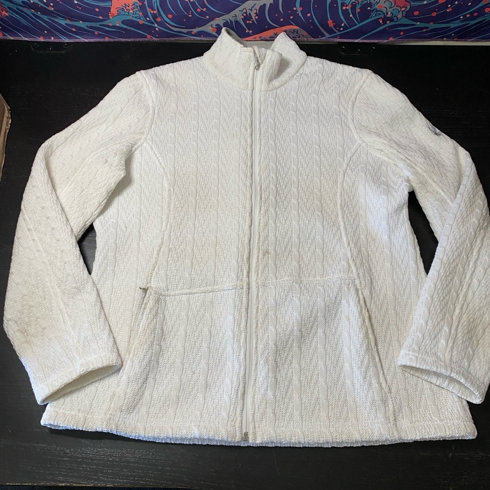 Spyder White and Red Logo Pullover Hoodie